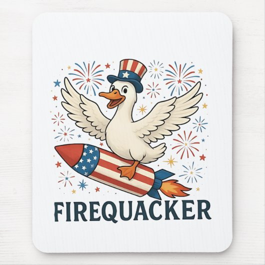 Grappige rubber eend USA patriottische vuurvreter Muismat (Voorkant)