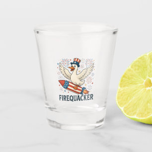 Grappige rubber eend VS patriottisch vuurvreter 4 Shot Glas