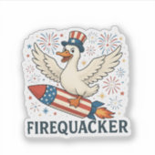 Grappige rubber eend VS patriottisch vuurvreter 4  Sticker (Voorkant)