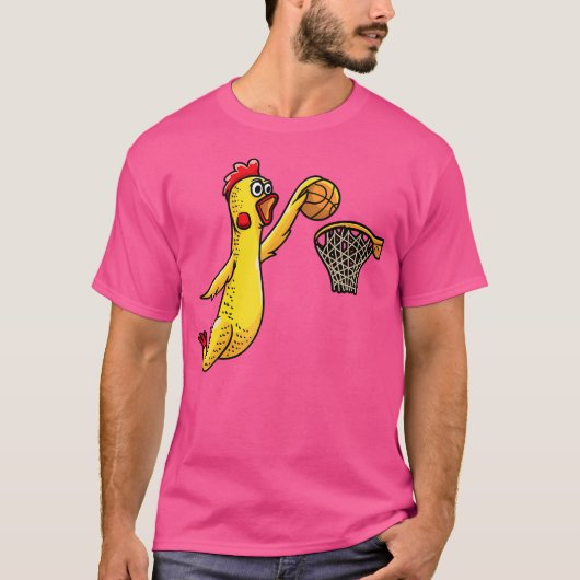 Grappige Rubber Kip spelen basketbalspeler Spo T-shirt (Voorkant)