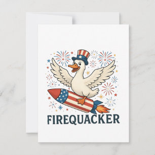 Grappige rubberen eend USA patriottische vuurvrete Notitiekaartje