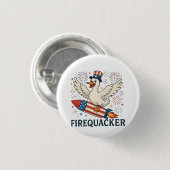 Grappige rubberen eend USA patriottische vuurvrete Ronde Button 3,2 Cm (Voorkant /achterkant)