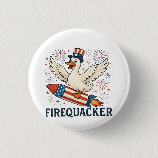 Grappige rubberen eend USA patriottische vuurvrete Ronde Button 3,2 Cm (Voorkant)