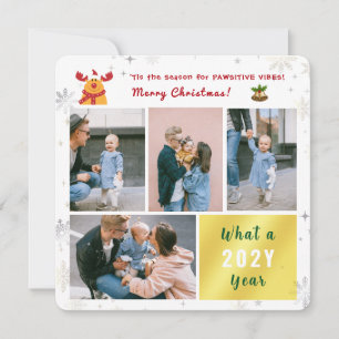 Grappige Rudolf 4 foto collage brief schattig kers Feestdagenkaart