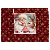 Grappige Rudolf en Kerstman Kinderen Kerstfeest Ca Groot Cadeauzakje (Achterkant)