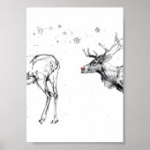 Grappige Rudolf Reindeer Kerstliefde Poster (Voorkant)