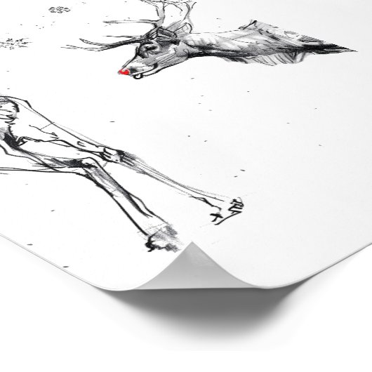 Grappige Rudolf Reindeer Kerstliefde Poster (Hoek)