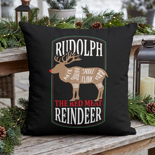 Grappige Rudolf Rood Vlees Rendier Vakantie Kussen (Creator heeft geüpload)