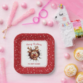 Grappige Rudolph Het Rendier Kerstfeest Plein Papieren Bordje (Feest)