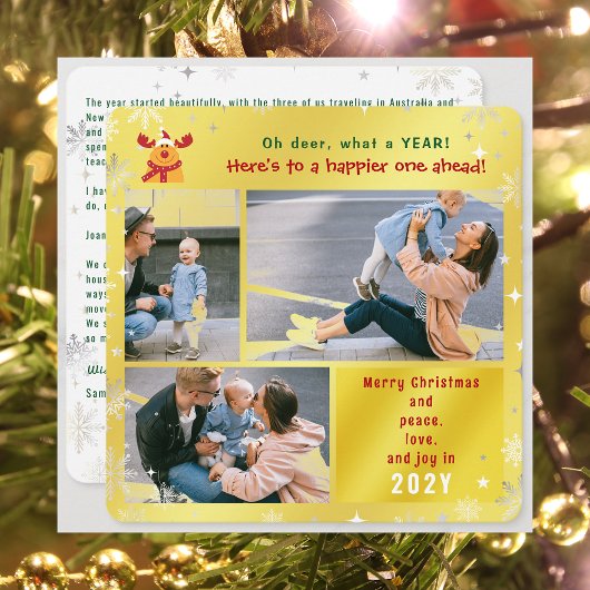 Grappige Rudolph Oh Herten Vrede Liefde Vreugde Go Feestdagenkaart