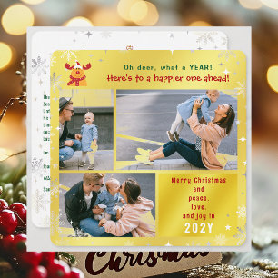 Grappige Rudolph Oh Herten Vrede Liefde Vreugde Go Feestdagenkaart