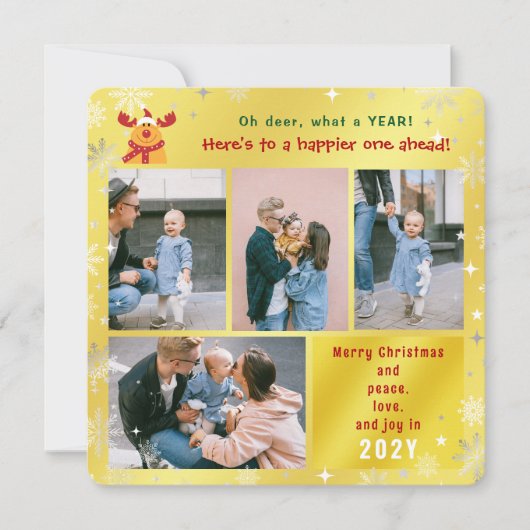 Grappige Rudolph Oh Herten Vrede Liefde Vreugde Go Feestdagenkaart (Voorkant)