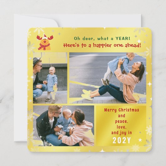 Grappige Rudolph Oh Herten Vrede Liefde Vreugde Go Feestdagenkaart (Voorkant)