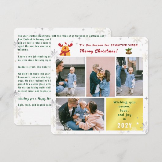 Grappige Rudolph Vrede Liefde Vreugde Foto's Elega Feestdagenkaart (Voorkant / Achterkant)