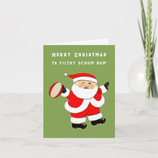 Grappige Rugby Kerst Feestdagen Kaart (Voorkant)