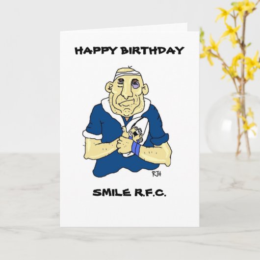 GRAPPIGE RUGBY VERJAARDAG KAART (Gele Bloem)