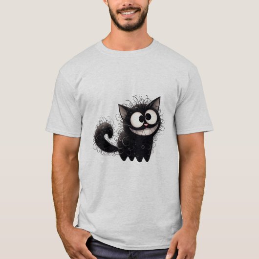 Grappige Ruige Zwarte Kat Grimas  ✨🐾🖤 T-shirt (Voorkant)
