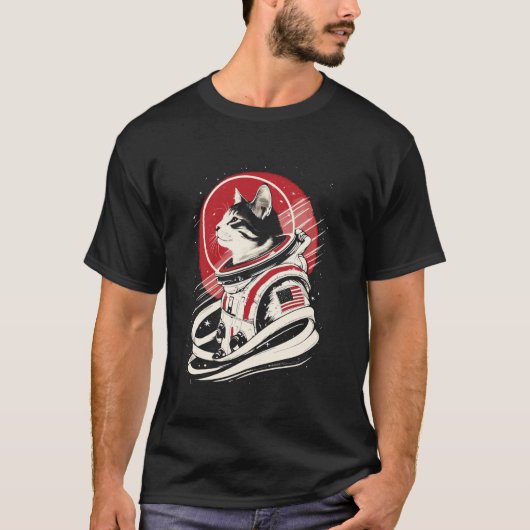 Grappige Ruimte Astronaut Kat Mannen Vrouwen Kinde T-shirt (Voorkant)