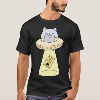 Grappige ruimte Buitenaardse kat ontvoert kattenvo T-shirt
