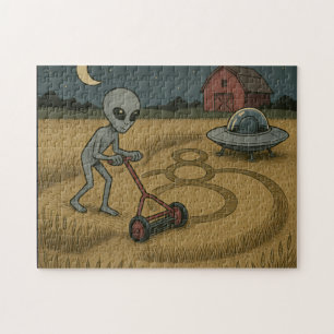 Grappige ruimte buitenaardse ufo graancirkel scien legpuzzel