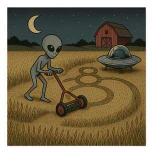 Grappige ruimte buitenaardse ufo graancirkel scien perfect poster