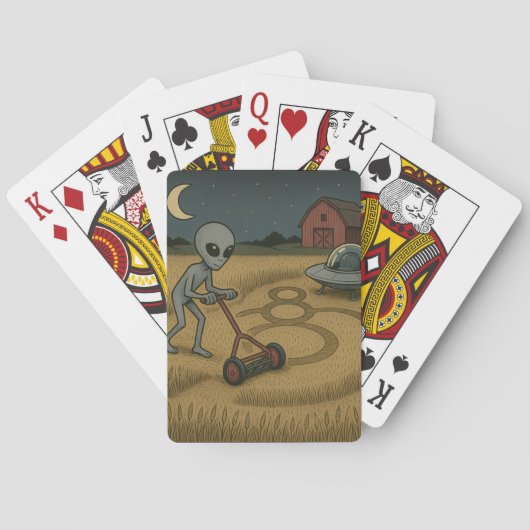 Grappige ruimte buitenaardse ufo graancirkel scien pokerkaarten (Achterkant)