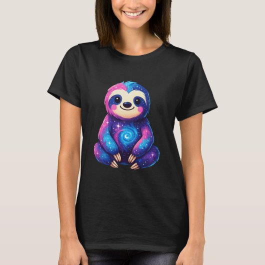 Grappige Ruimte Melkweg Luiaard T-shirt (Voorkant)