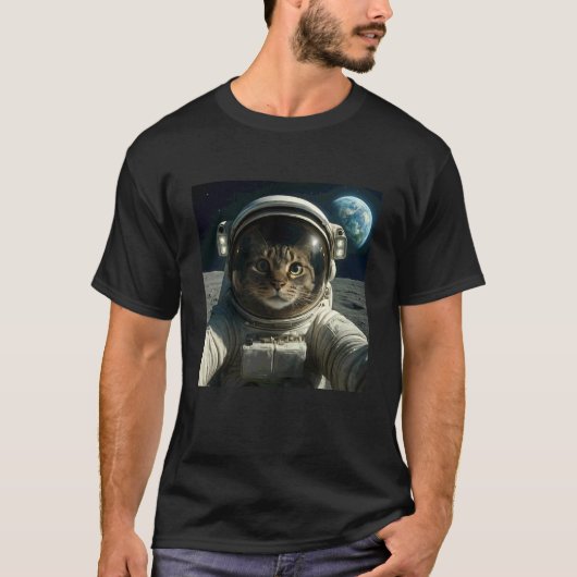 Grappige Ruimtekat Astronaut Meme Planeet T-shirt (Voorkant)