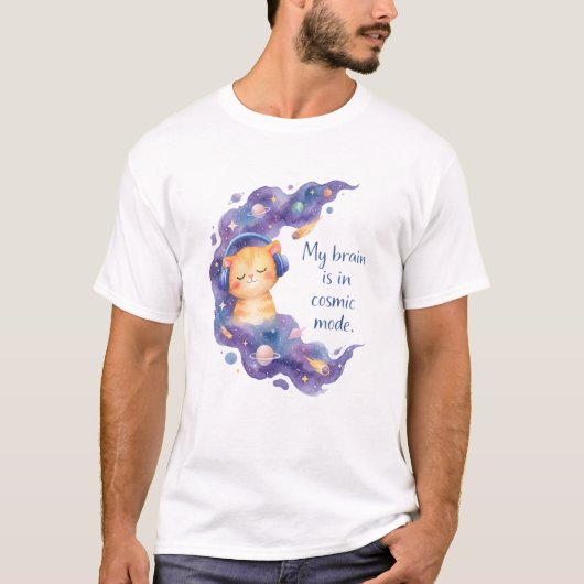 Grappige Ruimtekat Mijn Brein Is In De Kosmische M T-shirt (Voorkant)
