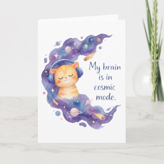Grappige Ruimtekat Mijn Brein Is In Kosmische Modu Kaart (Voorkant)