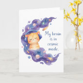 Grappige Ruimtekat Mijn Brein Is In Kosmische Modu Kaart (Gele Bloem)