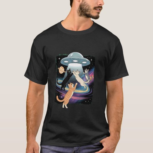 Grappige Ruimtekaterliefhebber Cute Galaxy Kitty m T-shirt (Voorkant)