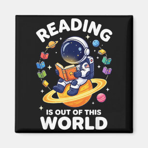 Grappige ruimtelectuur is buitenaardse boeken magneet