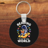 Grappige ruimtelectuur is buitenaardse boeken sleutelhanger (Voorkant)