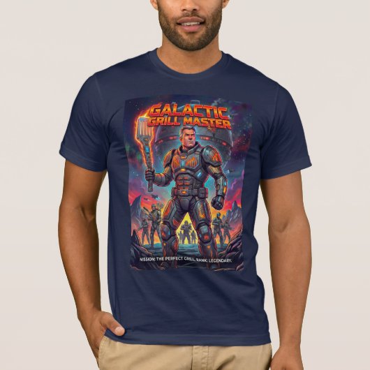 Grappige Ruimtesoldaat BBQ Grill Meester Parodie T-shirt (Voorkant)