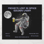 Grappige ruimtevaarder astronaut verloren in de ru bier etiket (Enkel label)