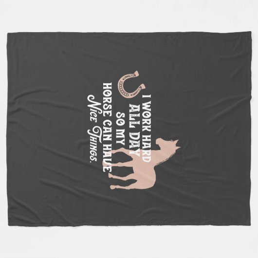 Grappige Ruitersport "Ik werk hard de hele dag" Fleece Deken (Voorkant (Horizontaal))