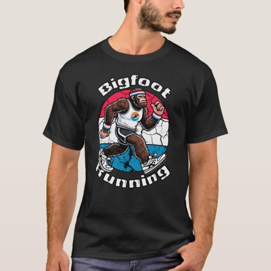 Grappige Runner Bigfoot hardlopen T-shirt (Voorkant)