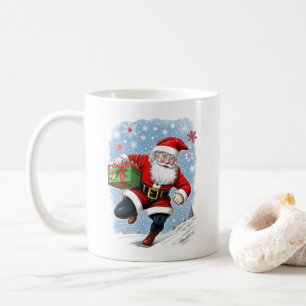 Grappige Running Santa Claus Koffiemok