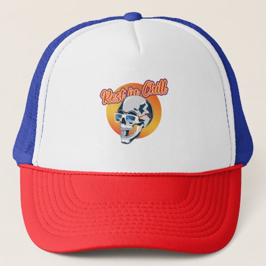 Grappige rust in chill skull trucker pet (Voorkant)