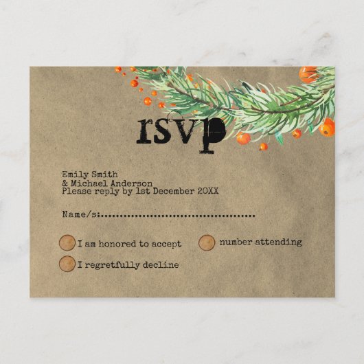 Grappige Rustieke Kerst Event RSVP Doodle Kunst Uitnodiging Briefkaart (Voorkant)