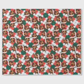 Grappige Ruwharige Dachshund Kerstpatroon Cadeaupapier (Vlak)