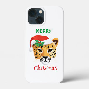 Grappige Safari dieren Cheetah luipaard Santa Xmas Case-Mate iPhone Case