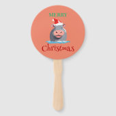 Grappige Safari dieren HIPPO Kerstmis kostuum Handwaaier (Achterkant)