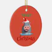 Grappige Safari dieren HIPPO Kerstmis kostuum Keramisch Ornament (Rechts)
