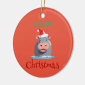 Grappige Safari dieren HIPPO Kerstmis kostuum Keramisch Ornament (Links)
