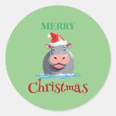 Grappige Safari dieren HIPPO Kerstmis kostuum Ronde Sticker (Voorkant)
