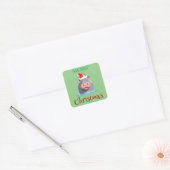 Grappige Safari dieren HIPPO Kerstmis kostuum Vierkante Sticker (Envelop)
