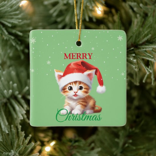 Grappige Safari dieren Kat Kerstmis Kostuum Keramisch Ornament (Boom)