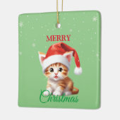 Grappige Safari dieren Kat Kerstmis Kostuum Keramisch Ornament (Links)